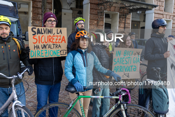 A protest against the reform of the Highway Code takes place in Torino, Italy, on November 18, 2024. The mobilization, which begins on the W...