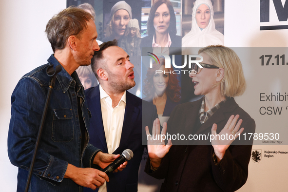 Julian Rosefeldt and Cate Blanchett at opening of the 'Manifesto' exhibition during Camerimage Festival in Torun, Poland on November 17, 202...