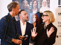 Julian Rosefeldt and Cate Blanchett at opening of the 'Manifesto' exhibition during Camerimage Festival in Torun, Poland on November 17, 202...