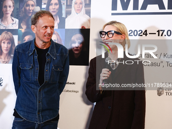 Julian Rosefeldt and Cate Blanchett at opening of the 'Manifesto' exhibition during Camerimage Festival in Torun, Poland on November 17, 202...