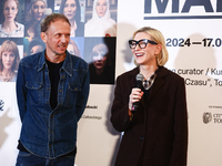 Julian Rosefeldt and Cate Blanchett at opening of the 'Manifesto' exhibition during Camerimage Festival in Torun, Poland on November 17, 202...