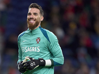 Jose Sa of Portugal reacts during the warm-up prior to the UEFA Nations League 2024/25 League A Group A1 match between Portugal and Poland a...