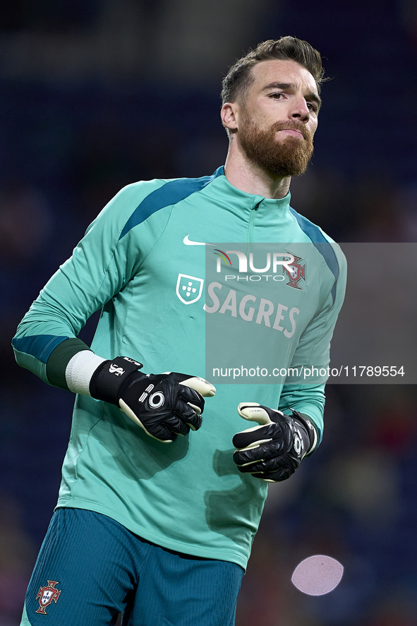 Jose Sa of Portugal looks on during the warm-up prior to the UEFA Nations League 2024/25 League A Group A1 match between Portugal and Poland...