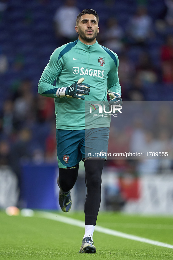 Rui Silva of Portugal warms up before the UEFA Nations League 2024/25 League A Group A1 match between Portugal and Poland at Estadio Do Drag...