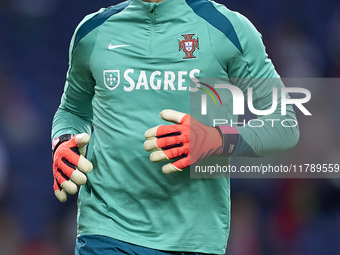 Diogo Costa of Portugal warms up before the UEFA Nations League 2024/25 League A Group A1 match between Portugal and Poland at Estadio Do Dr...