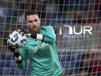 Jose Sa of Portugal warms up before the UEFA Nations League 2024/25 League A Group A1 match between Portugal and Poland at Estadio Do Dragao...