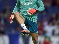 Diogo Costa of Portugal warms up before the UEFA Nations League 2024/25 League A Group A1 match between Portugal and Poland at Estadio Do Dr...