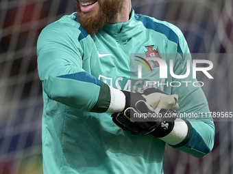 Jose Sa of Portugal reacts during the warm-up prior to the UEFA Nations League 2024/25 League A Group A1 match between Portugal and Poland a...