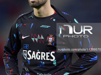 Bernardo Silva of Portugal looks on during the warm-up prior to the UEFA Nations League 2024/25 League A Group A1 match between Portugal and...