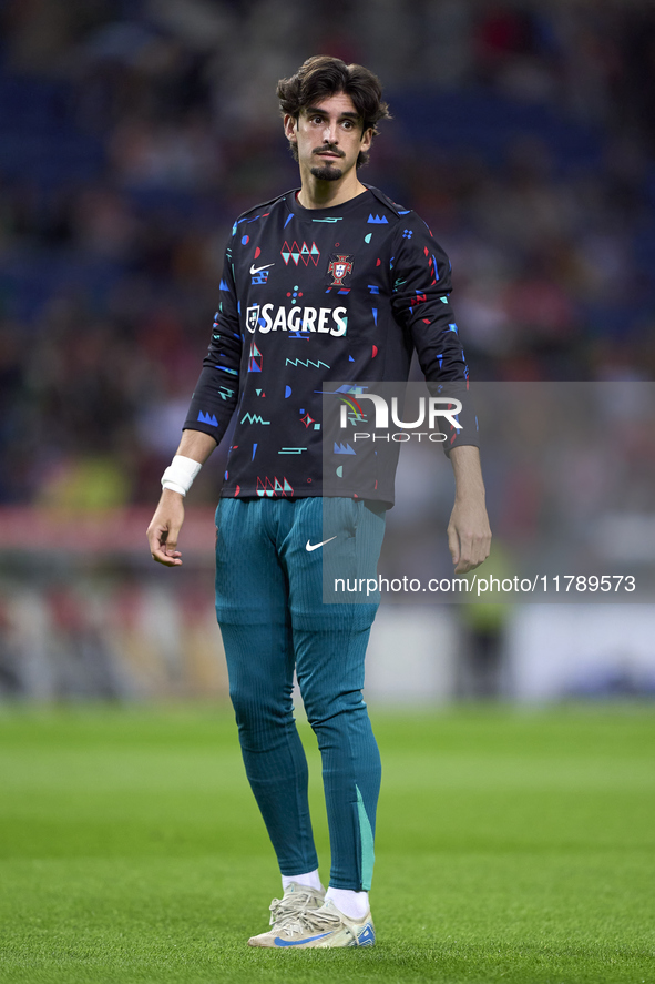 Francisco Trincao of Portugal looks on during the warm-up prior to the UEFA Nations League 2024/25 League A Group A1 match between Portugal...