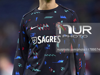 Tomas Araujo of Portugal looks on during the warm-up prior to the UEFA Nations League 2024/25 League A Group A1 match between Portugal and P...