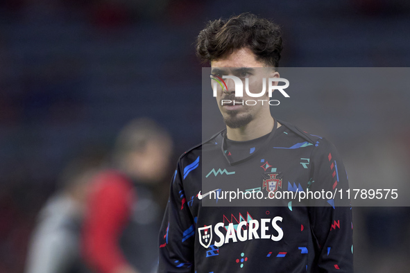 Vitor Ferreira 'Vitinha' of Portugal looks on during the warm-up prior to the UEFA Nations League 2024/25 League A Group A1 match between Po...