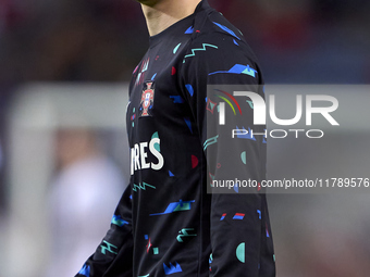 Francisco Conceicao of Portugal looks on during the warm-up prior to the UEFA Nations League 2024/25 League A Group A1 match between Portuga...