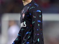 Francisco Conceicao of Portugal looks on during the warm-up prior to the UEFA Nations League 2024/25 League A Group A1 match between Portuga...