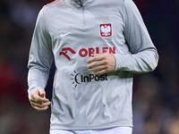 Piotr Zielinski of Poland looks on during the warm-up prior to the UEFA Nations League 2024/25 League A Group A1 match between Portugal and...