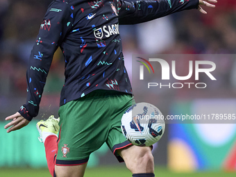 Joao Neves of Portugal warms up before the UEFA Nations League 2024/25 League A Group A1 match between Portugal and Poland at Estadio Do Dra...