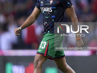 Renato Veiga of Portugal warms up before the UEFA Nations League 2024/25 League A Group A1 match between Portugal and Poland at Estadio Do D...