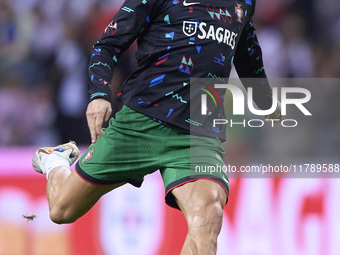 Cristiano Ronaldo of Portugal warms up before the UEFA Nations League 2024/25 League A Group A1 match between Portugal and Poland at Estadio...