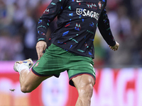 Cristiano Ronaldo of Portugal warms up before the UEFA Nations League 2024/25 League A Group A1 match between Portugal and Poland at Estadio...