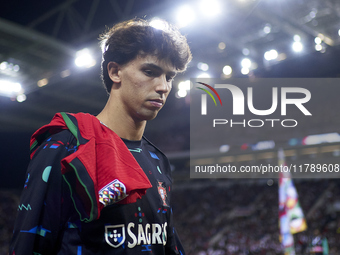 Joao Felix of Portugal looks on before the UEFA Nations League 2024/25 League A Group A1 match between Portugal and Poland at Estadio Do Dra...