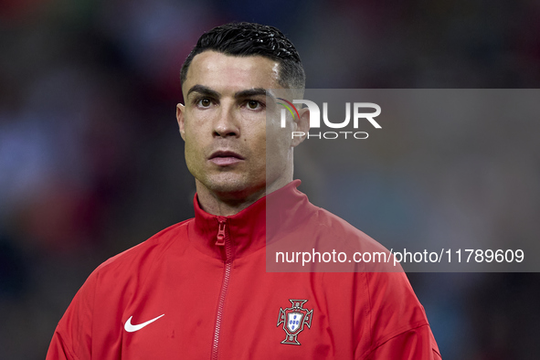 Cristiano Ronaldo of Portugal looks on before the UEFA Nations League 2024/25 League A Group A1 match between Portugal and Poland at Estadio...