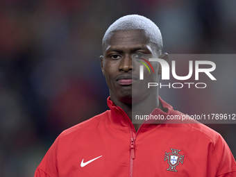 Nuno Mendes of Portugal looks on before the UEFA Nations League 2024/25 League A Group A1 match between Portugal and Poland at Estadio Do Dr...