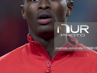 Nuno Mendes of Portugal looks on before the UEFA Nations League 2024/25 League A Group A1 match between Portugal and Poland at Estadio Do Dr...