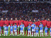 Players of Portugal sing the hymn before the UEFA Nations League 2024/25 League A Group A1 match between Portugal and Poland at Estadio Do D...