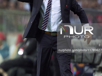 Michal Probierz, Head Coach of Poland, reacts during the UEFA Nations League 2024/25 League A Group A1 match between Portugal and Poland at...