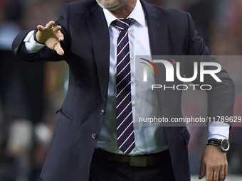 Michal Probierz, Head Coach of Poland, reacts during the UEFA Nations League 2024/25 League A Group A1 match between Portugal and Poland at...