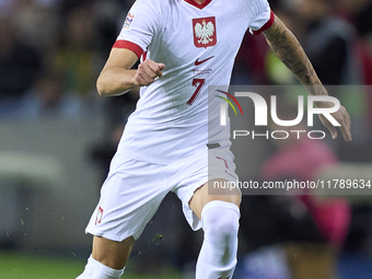 Kacper Urbanski of Poland plays during the UEFA Nations League 2024/25 League A Group A1 match between Portugal and Poland at Estadio Do Dra...