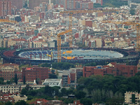 Seats are placed in the stands of Spotify Camp Nou in Barcelona, Spain, on November 2, 2024. (