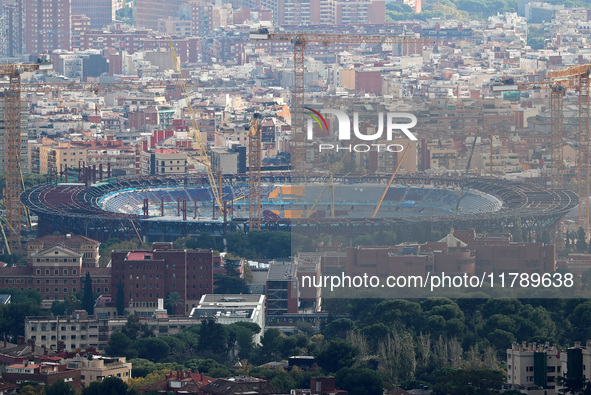 Seats start to be placed in the stands of Spotify Camp Nou in Barcelona, Spain, on November 8, 2024. 