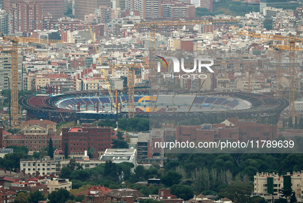 Seats start to be placed in the stands of Spotify Camp Nou, in Barcelona, Spain, on November 11, 2024. 