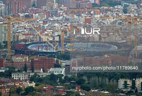 Seats start to be placed in the stands of Spotify Camp Nou, in Barcelona, Spain, on November 12, 2024. 