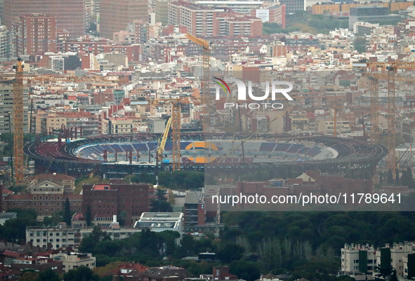 Seats start to be placed in the stands of Spotify Camp Nou in Barcelona, Spain, on November 18, 2024. 