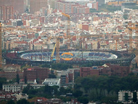 Seats start to be placed in the stands of Spotify Camp Nou in Barcelona, Spain, on November 18, 2024. (