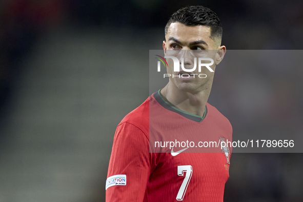 Cristiano Ronaldo of Portugal looks on during the UEFA Nations League 2024/25 League A Group A1 match between Portugal and Poland at Estadio...