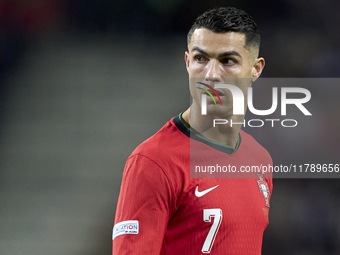 Cristiano Ronaldo of Portugal looks on during the UEFA Nations League 2024/25 League A Group A1 match between Portugal and Poland at Estadio...