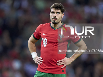 Pedro Neto of Portugal reacts during the UEFA Nations League 2024/25 League A Group A1 match between Portugal and Poland at Estadio Do Draga...