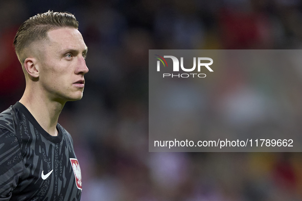 Marcin Bulka of Poland looks on during the UEFA Nations League 2024/25 League A Group A1 match between Portugal and Poland at Estadio Do Dra...