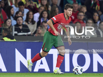 Joao Neves of Portugal plays during the UEFA Nations League 2024/25 League A Group A1 match between Portugal and Poland at Estadio Do Dragao...