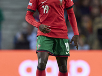 Nuno Mendes of Portugal is in action during the UEFA Nations League 2024/25 League A Group A1 match between Portugal and Poland at Estadio D...