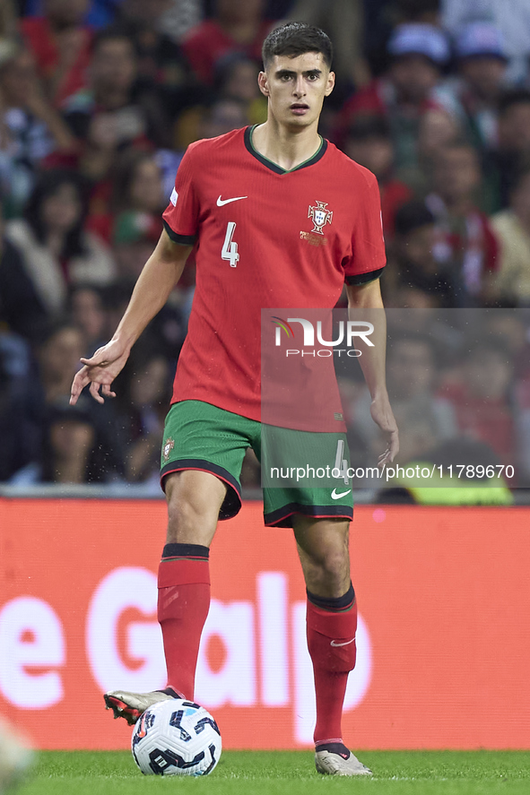 Antonio Silva of Portugal is in action during the UEFA Nations League 2024/25 League A Group A1 match between Portugal and Poland at Estadio...