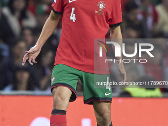 Antonio Silva of Portugal is in action during the UEFA Nations League 2024/25 League A Group A1 match between Portugal and Poland at Estadio...