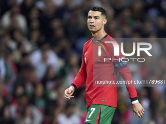 Cristiano Ronaldo of Portugal looks on during the UEFA Nations League 2024/25 League A Group A1 match between Portugal and Poland at Estadio...