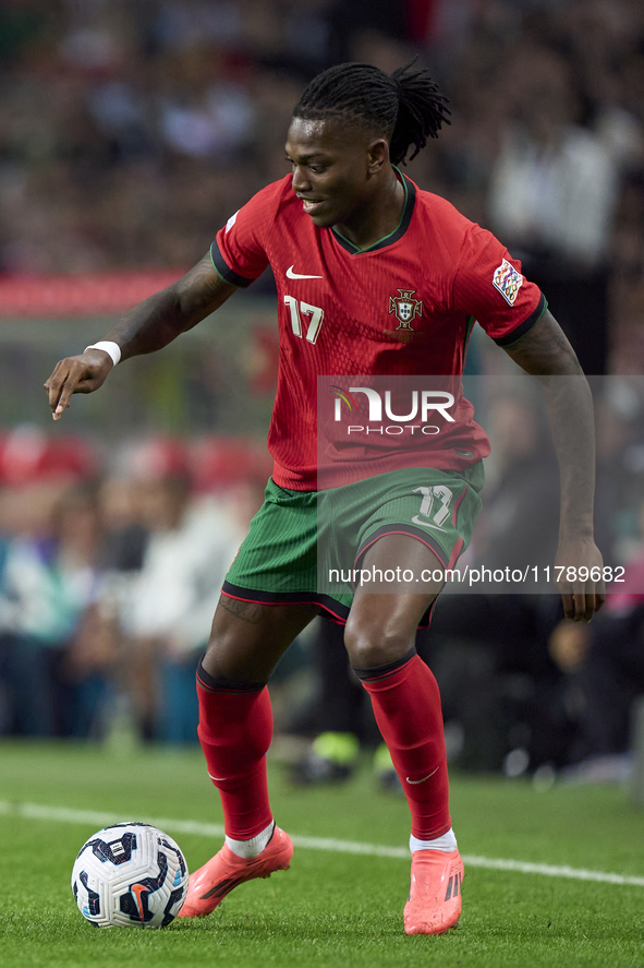 Rafael Leao of Portugal is in action during the UEFA Nations League 2024/25 League A Group A1 match between Portugal and Poland at Estadio D...