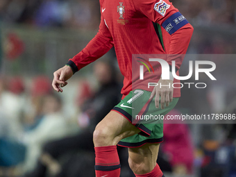 Cristiano Ronaldo of Portugal is in action during the UEFA Nations League 2024/25 League A Group A1 match between Portugal and Poland at Est...