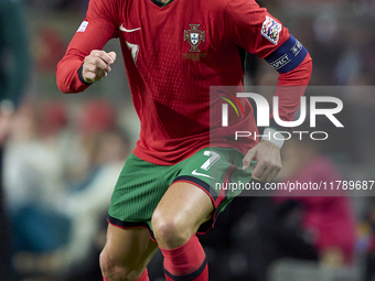 Cristiano Ronaldo of Portugal is in action during the UEFA Nations League 2024/25 League A Group A1 match between Portugal and Poland at Est...