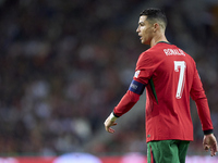 Cristiano Ronaldo of Portugal looks on during the UEFA Nations League 2024/25 League A Group A1 match between Portugal and Poland at Estadio...